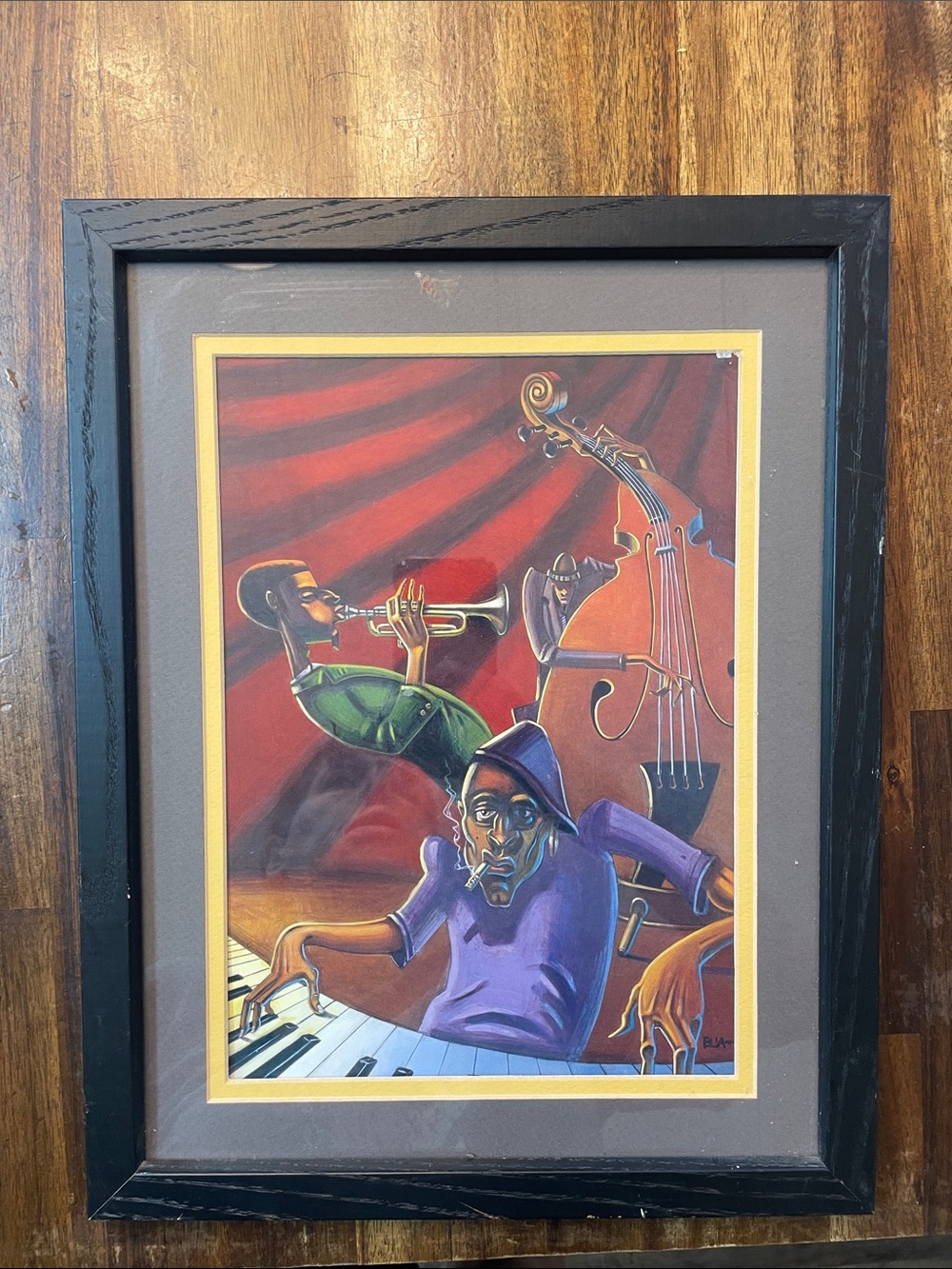 Vintage Justin Bua Jazz Trio Framed Art Print